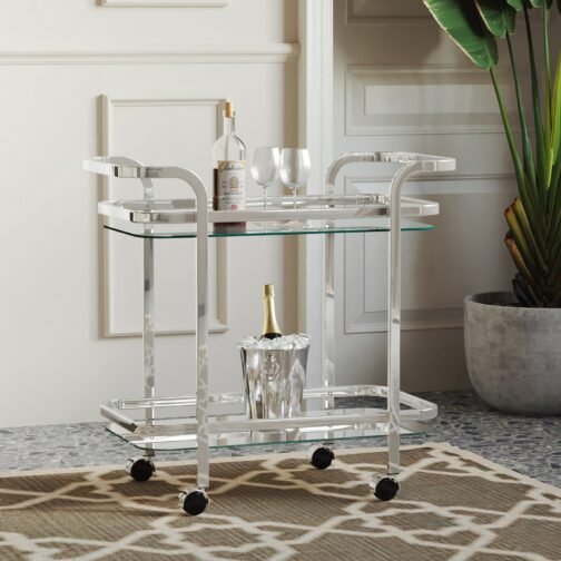 Prime 2-Tier Bar Cart in Chrome - Image 2