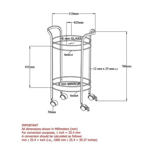 Meena 2-Tier Bar Cart in Chrome - Image 5