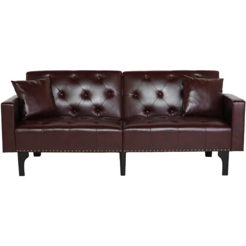White or Burgundy Convertible Sofa Bed Split Back - Image 8