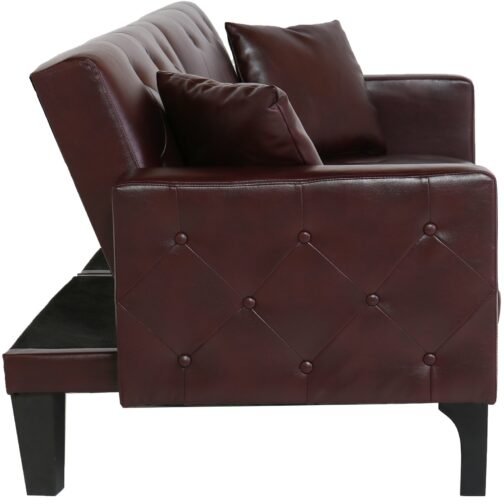 White or Burgundy Convertible Sofa Bed Split Back - Image 9