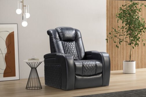 Power Recliner Chair With USB Charger + LED Lights & More (Black) - Image 3