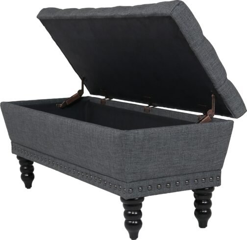 Jenny Grey Tufted Storage Upholstered Ottoman - Image 7