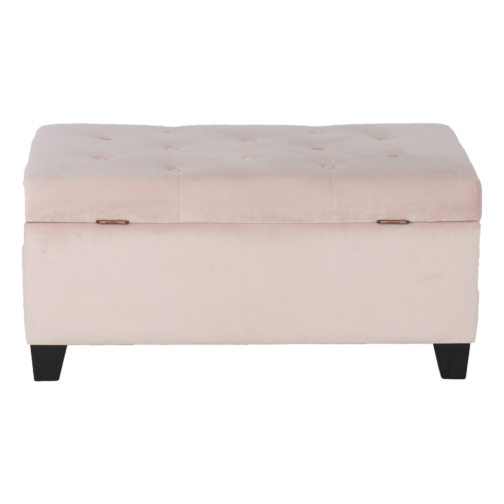 Isabella Pink Velvet Storage Ottoman - Image 2