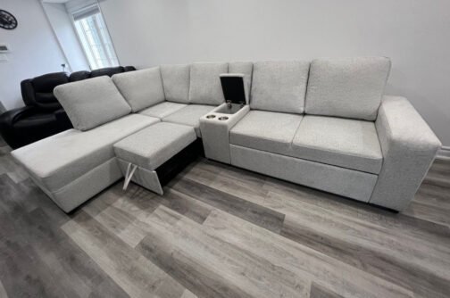 HOME THEATER CUSTOM SECTIONAL WITH 2 BEDS AND CONSOLE