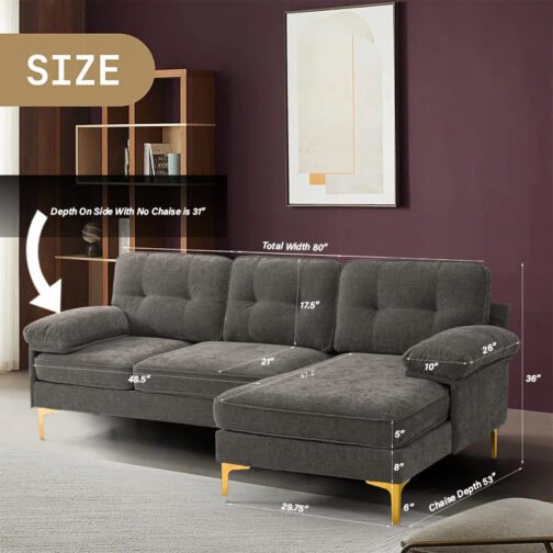 Infinite 85 Sectional - Available in 3 colours (Dark Grey, Grey, Beige) - Image 10