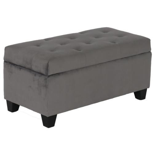 Sophia Grey Velvet Storage Ottoman - Image 2