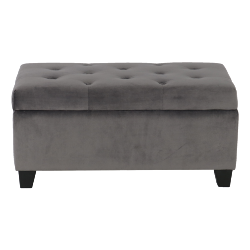 Sophia Grey Velvet Storage Ottoman - Image 4