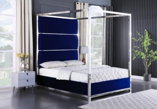 Madison Pillar Bed - Blue Velvet