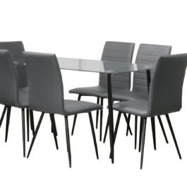 DT - 313 Table with Y309 Grey chairs 7 pcs set