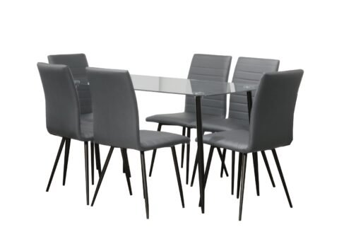 DT - 313 Table with Y309 Grey chairs 7 pcs set