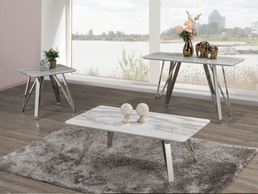 Ella Sofa Table (White & Silver) - Image 3