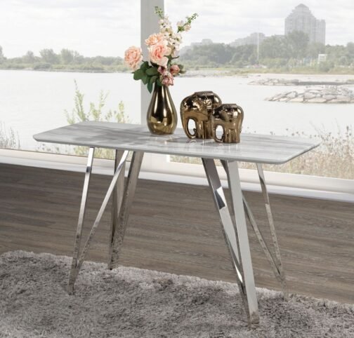 Ella Sofa Table (White & Silver) - Image 2