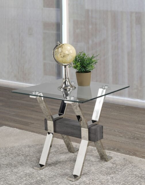 Ezra End Table (Grey & Silver) - Image 3