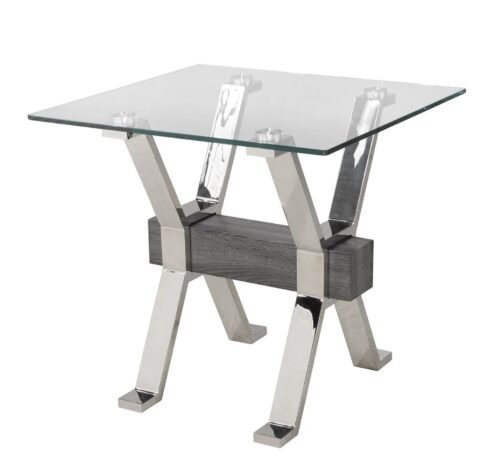 Ezra End Table (Grey & Silver) - Image 2