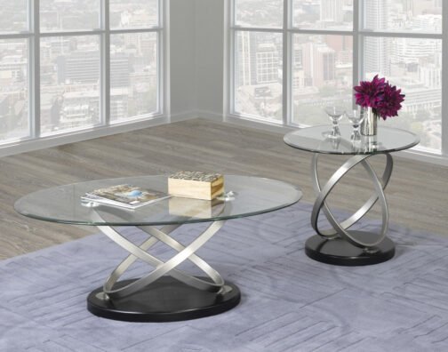 Chantal 2 Piece Coffee Table Set (Black & Silver)