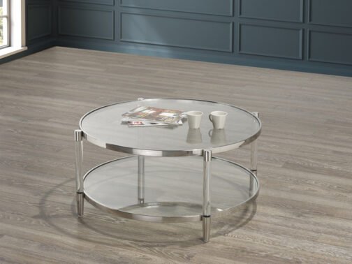 Round Glass Coffee Table (Silver) - Image 2