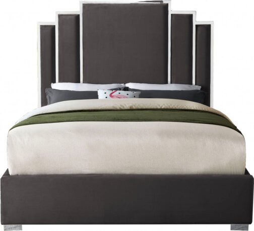 Chloe Chanel Bed - Grey Velvet With Silver Trim - Image 3