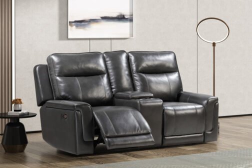 Serene Power Recliner Loveseat With Console (Charcoal) - Image 3