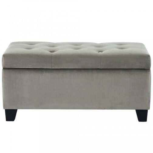 Sophia Grey Velvet Storage Ottoman