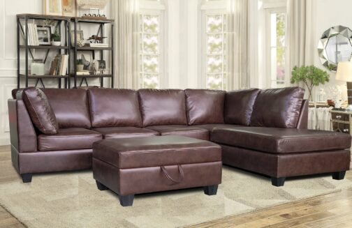 Julia Brown Leather Air Reversible Sectional