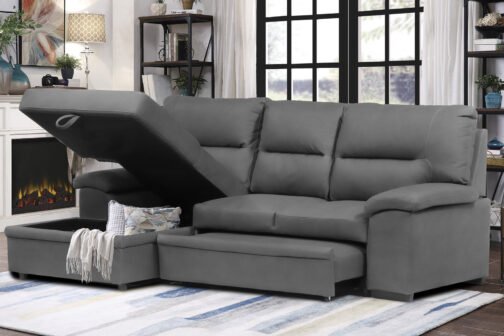 6812 Sleeper Sectional With Storage Chaise Facing Left (Grey) - Image 3