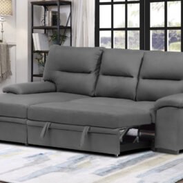 6812 Sleeper Sectional With Storage Chaise Facing Left (Grey)