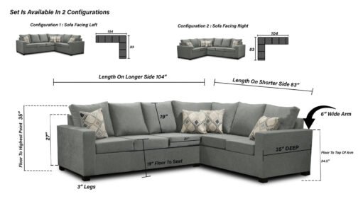 Nadia Sectional Made In Canada 3x2 - Image 7