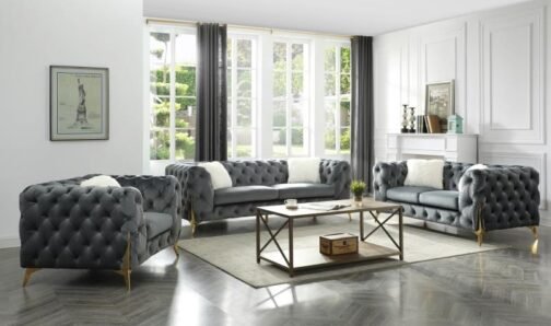 5156 Sofa Set All 3 Pcs Grey