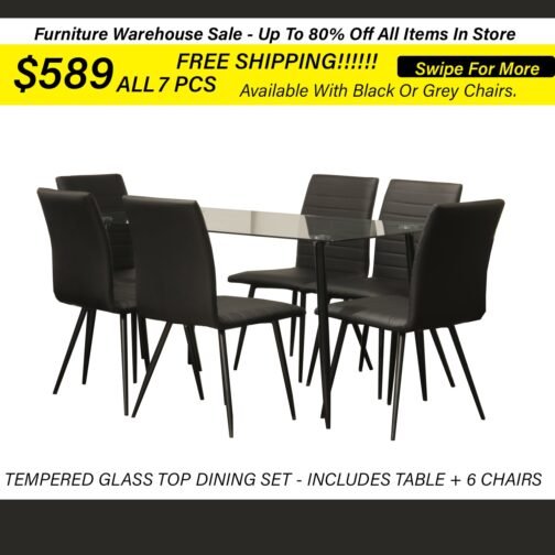 Abbot Dining Set 7 Pcs (available Black & Grey) - Image 2