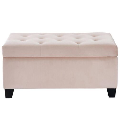 Isabella Pink Velvet Storage Ottoman