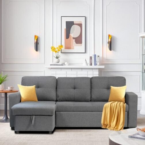 Grey sectional sofa bed with storage - Image 4