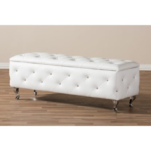 Fiona White Tufted Storage Ottoman