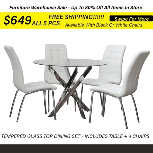 Genesis Round Dinette Set 5 Pcs (available Black & White) - Image 2