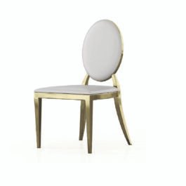 D1740-ESTHER-CHAIR PU W/LEGS -CREAM-GOLD