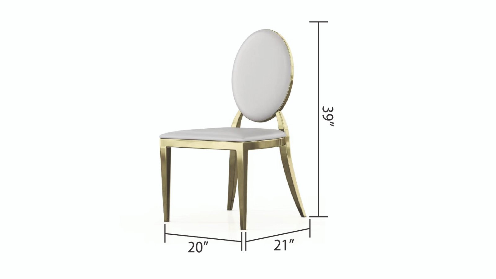 D1740-ESTHER-CHAIR PU W/LEGS -CREAM-GOLD - Image 2