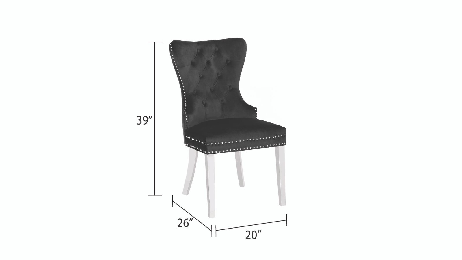 CH60-ERICA-FABRIC CHAIR W/SS LEGS-BLACK-SS - Image 2