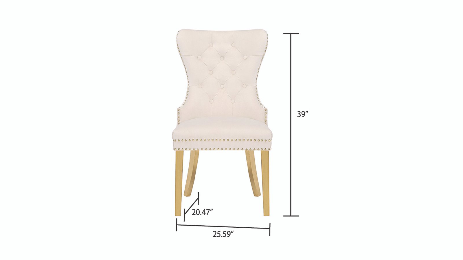 CH66-SIMBA-FABRIC CHAIR W/GOLD LEGS-BEIGE-GOLD - Image 2