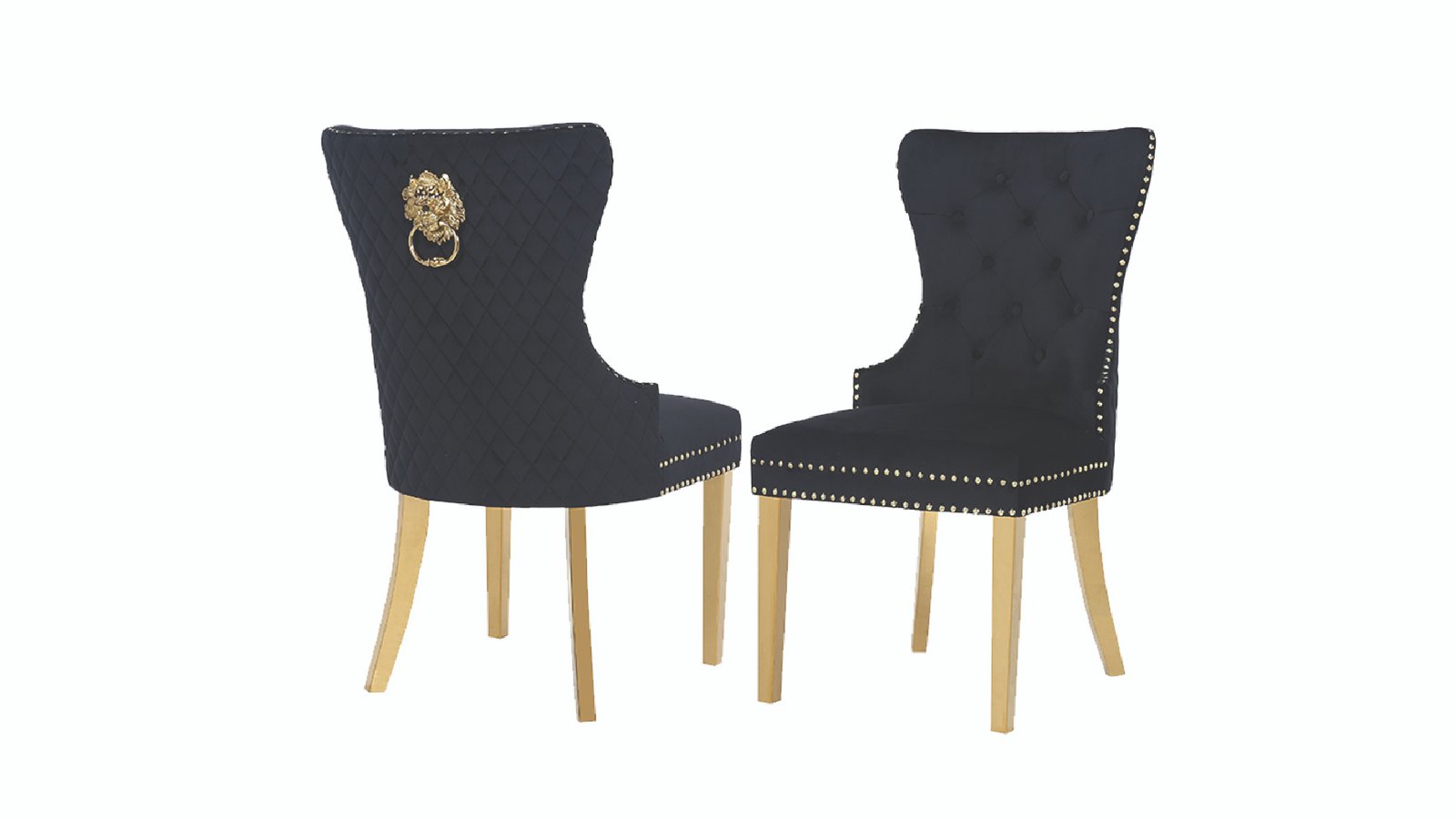 CH66-SIMBA-FABRIC CHAIR W/GOLD LEGS-BLACK-GOLD - Image 2