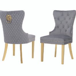 CH66-SIMBA-FABRIC CHAIR W/GOLD SS LEGS-DARK GREY-GOLD