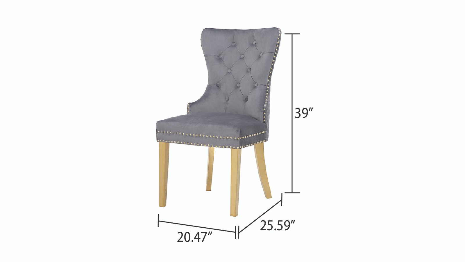 CH66-SIMBA-FABRIC CHAIR W/GOLD SS LEGS-DARK GREY-GOLD - Image 2
