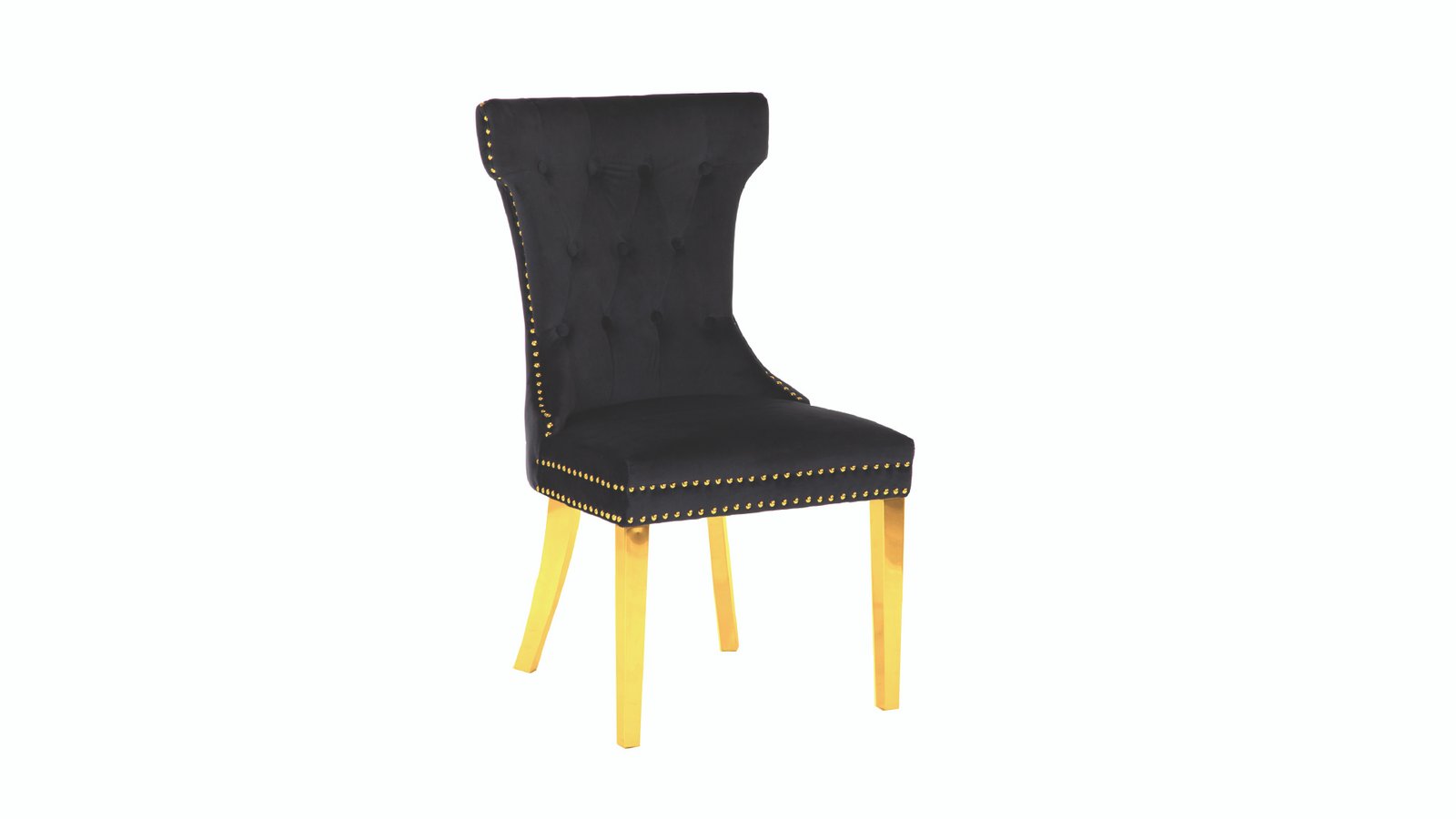 CH65-RITA-FABRIC CHAIR w/GOLD SS LEGS-BLACK-GOLD