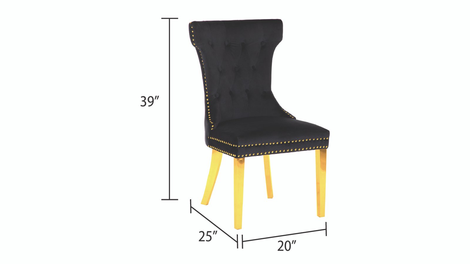 CH65-RITA-FABRIC CHAIR w/GOLD SS LEGS-BLACK-GOLD - Image 2
