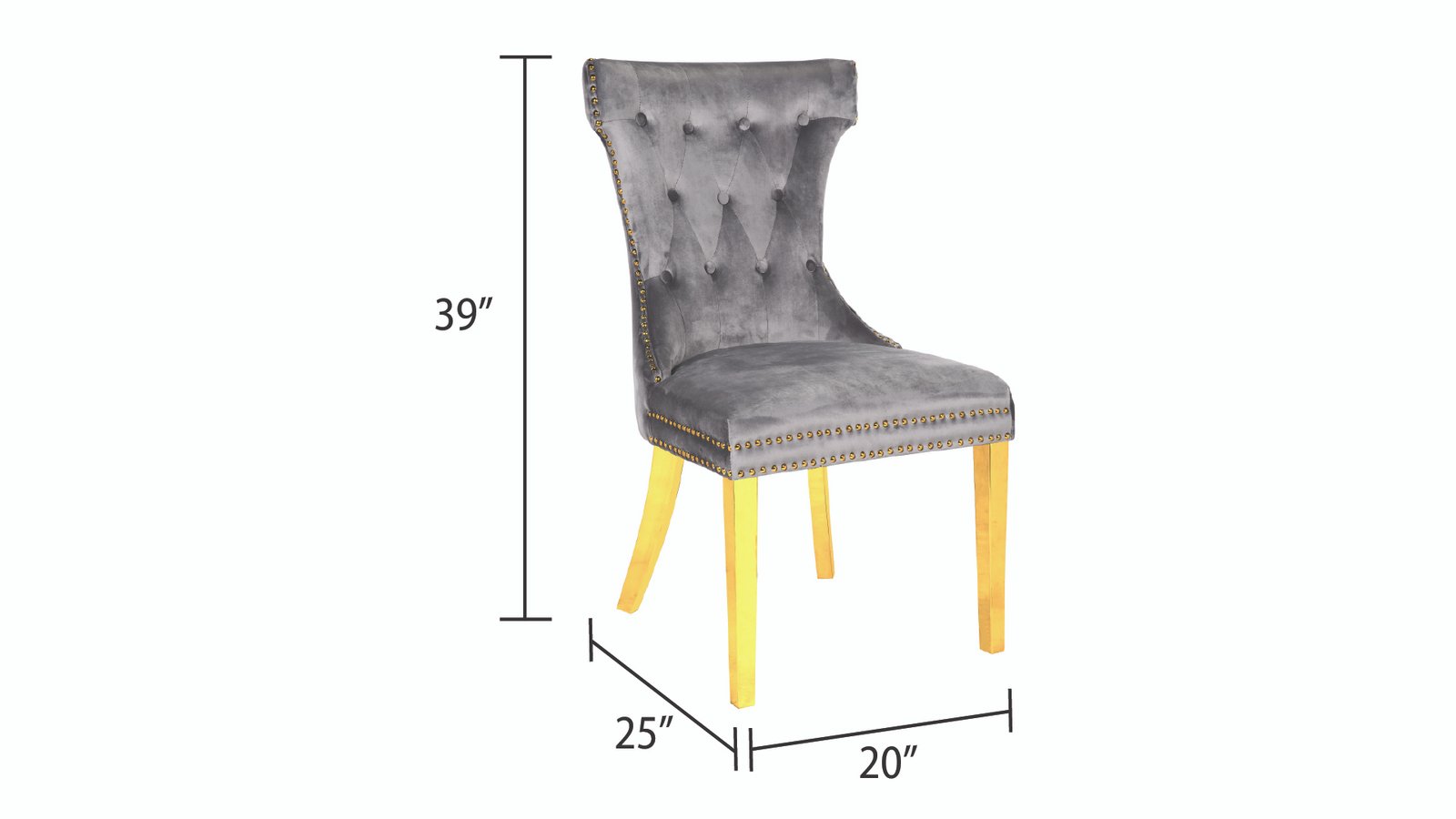 CH65-RITA-FABRIC CHAIR W/GOLD SS LEGS -SILVER-GOLD - Image 2