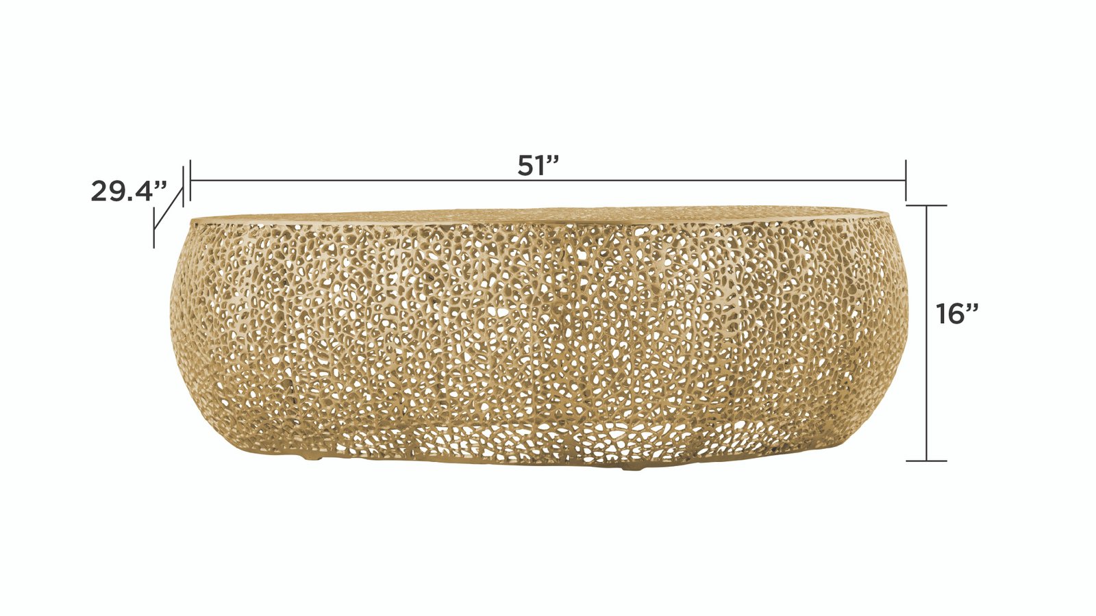 T3601-50-COFFEE TABLE OVAL-GOLD - Image 2