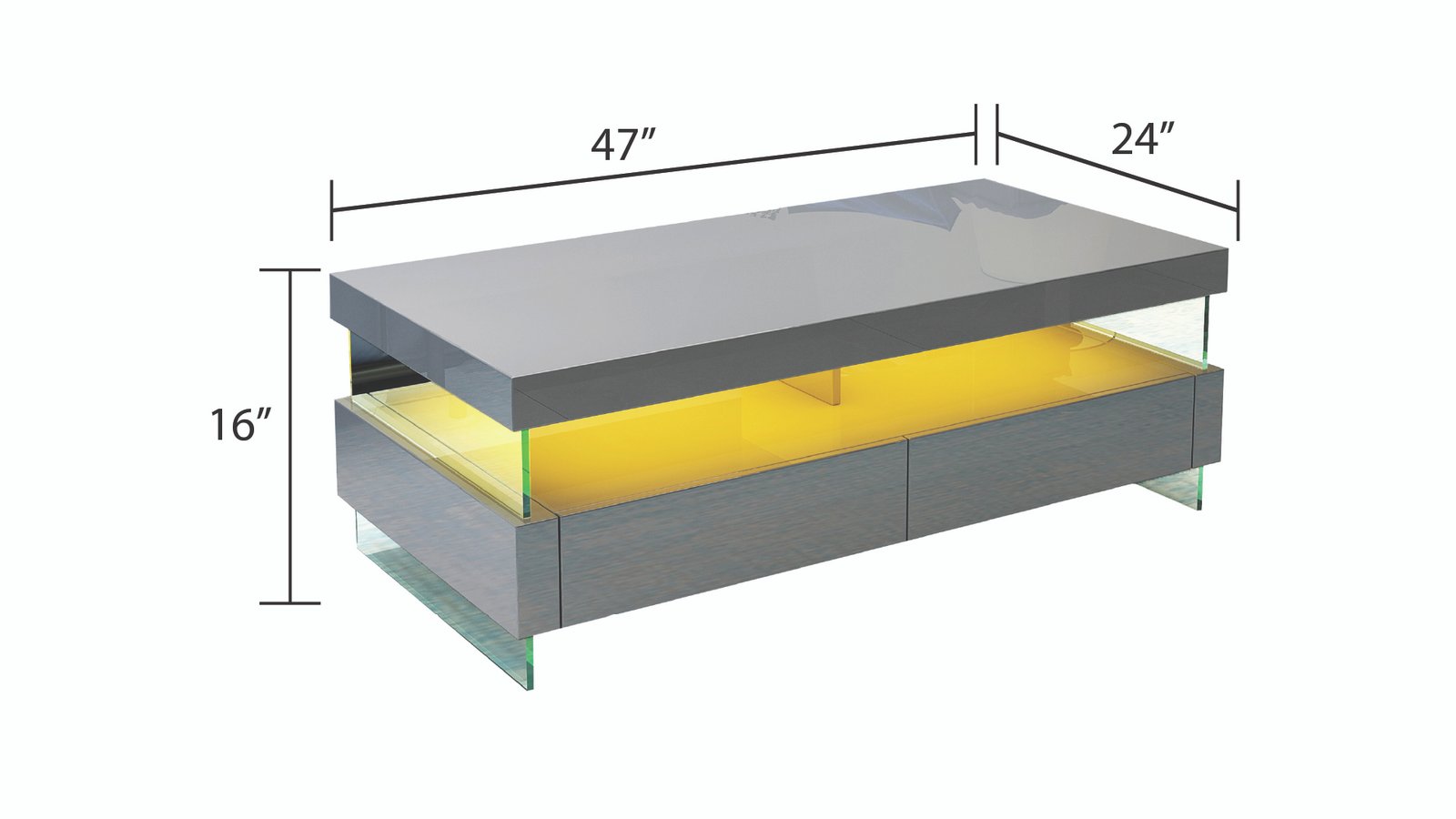 599-RIA-COFFEE TABLE WITH LED LIGHT-LIGHT GREY - Image 5