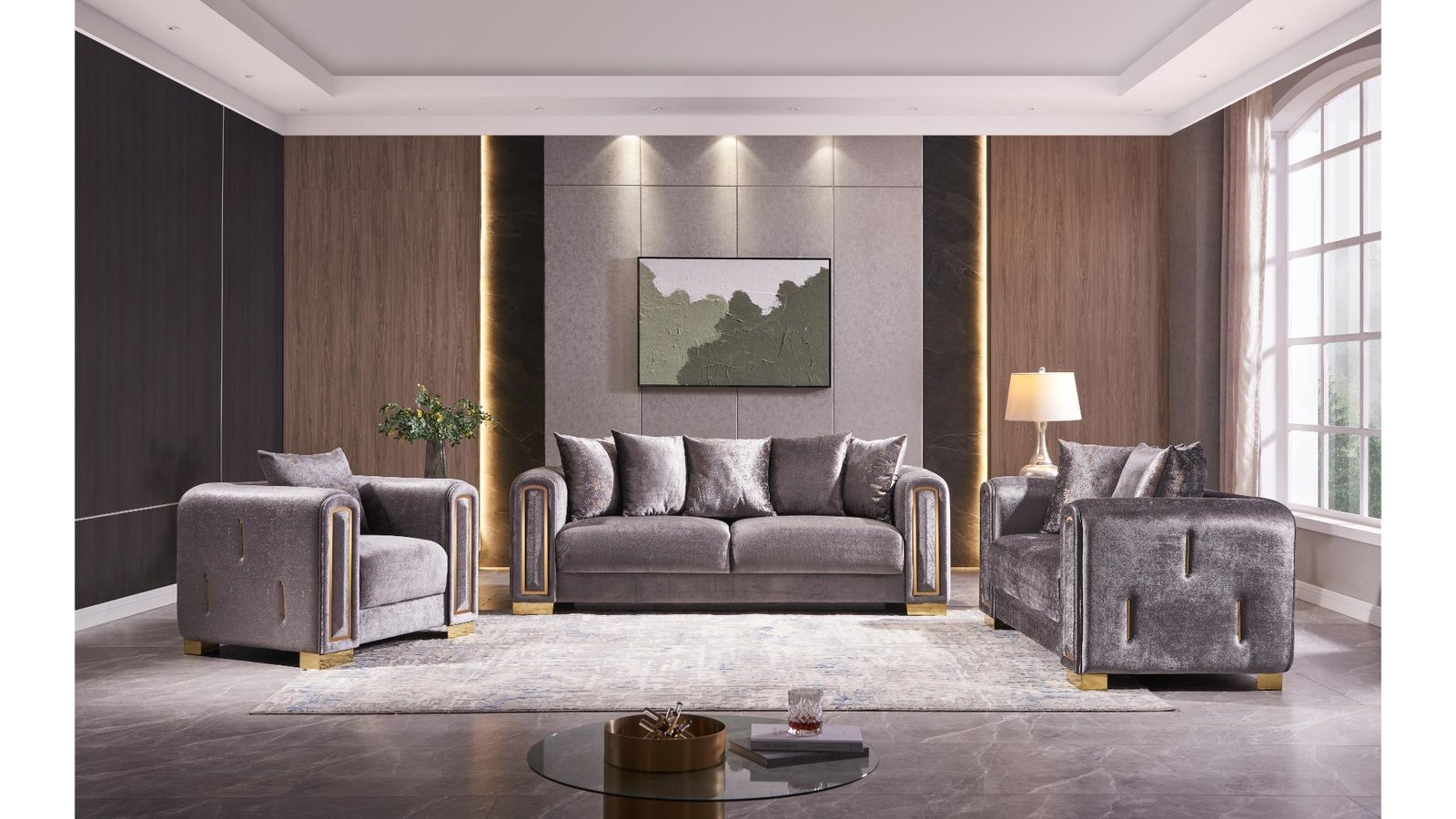L1525-IMPREZA- SOFA SET-GREY