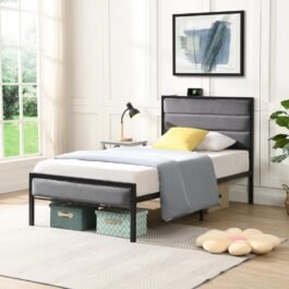 BD – 1500 GREY VELVET-PLATFORM BED