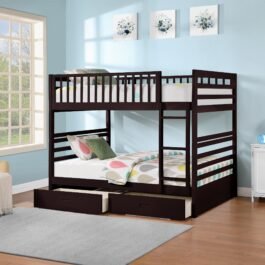 B-115 DOUBLE/DOUBLE-BUNK-BED-(INCLUDES-SET-OF-DRAWERS)-BUNKBED-ESPRESSO