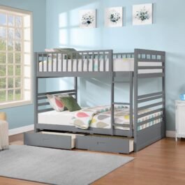 B-115 DOUBLE/DOUBLE-BUNK-BED-(INCLUDES-SET-OF-DRAWERS)-BUNKBED-GREY