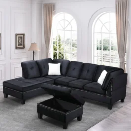 DF 1013- SECTIONAL SOFA- BLACK VELVET